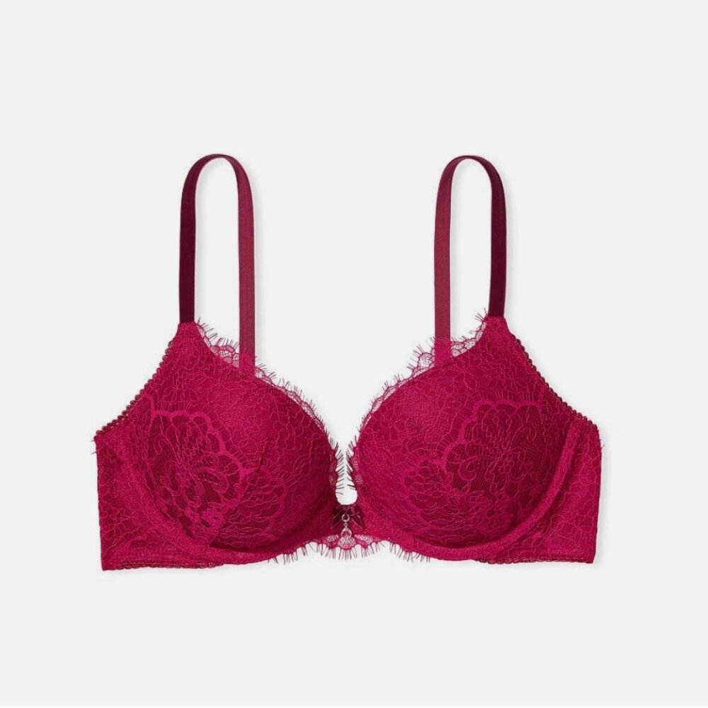 Victoria's Secret Push Up Bra 32DD Push Up Claret Maroon Burgundy Wine Red NWOT
